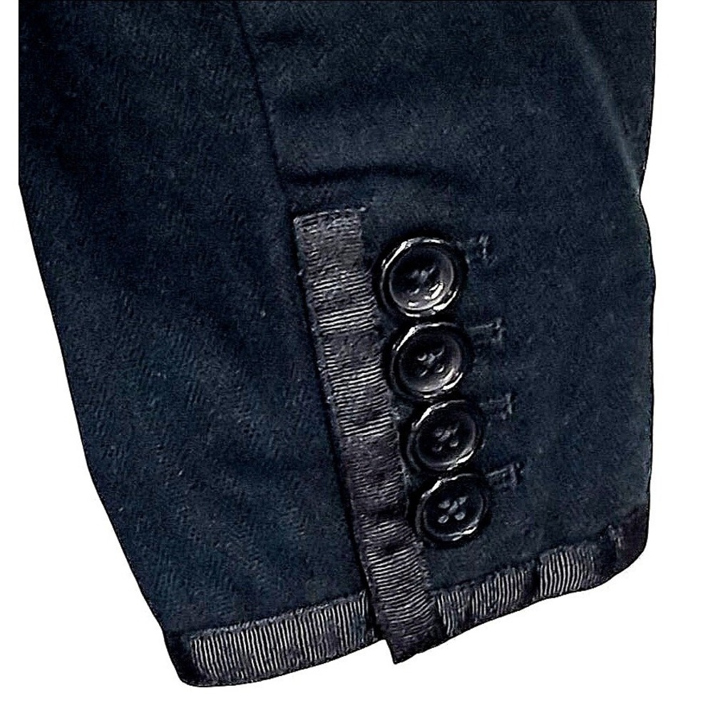 Dark Academia Merona Blazer Women Large Black Cotton Satin Trim Button Front - Picture 8 of 9